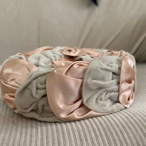 Chic Satin pill box hat  in Soft Pink and Cream